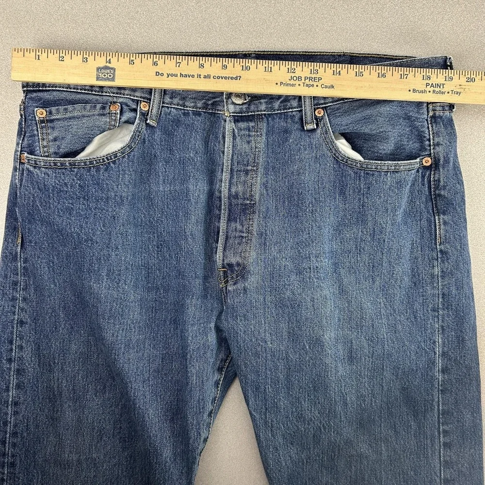 Levis 501 Jeans Mens 38x33‎ (tag 38x34) Blue Button Fly Straight Leg Denim